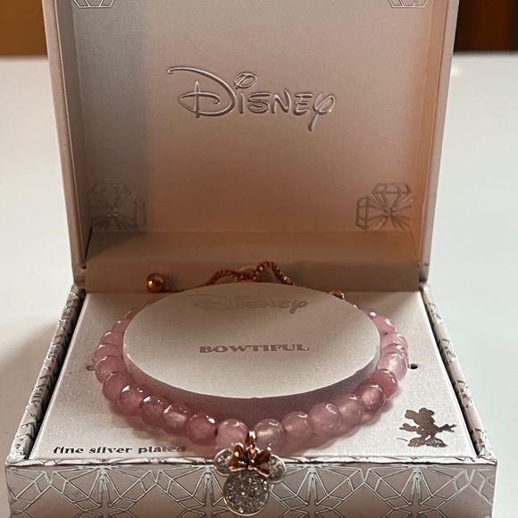 Disney Jewelry - NIB Minnie Mouse Crystal Rose Gold Fine Silver- plated Bowtiful Bracelet
